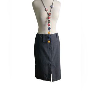 Offer  NWT Express stretch grey midi skirt large belt loops office 5 / 6 summer